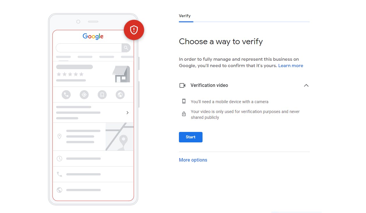 Google Business verify your business profile with a business video