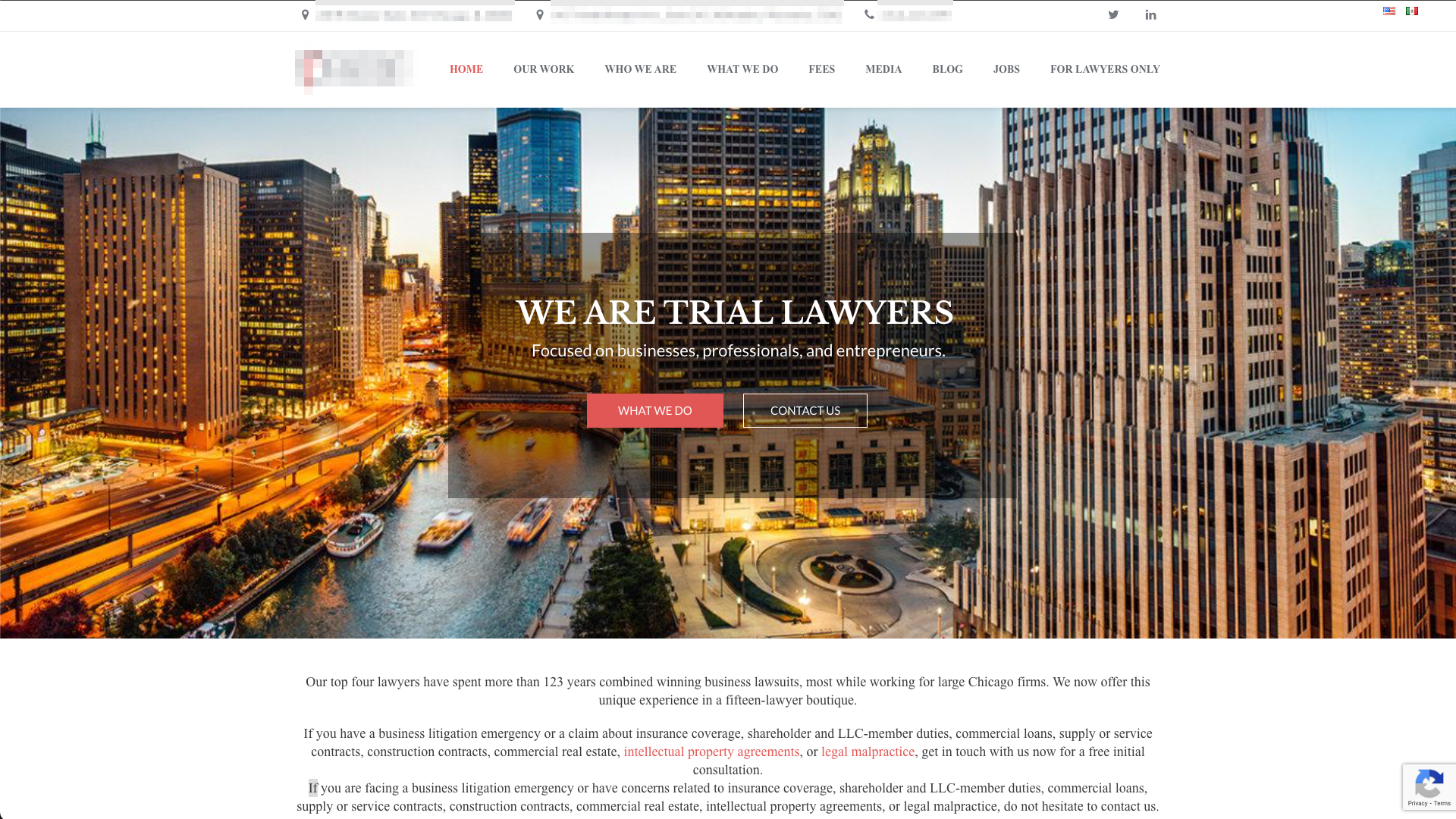 A screenshot of a trial lawyers website featuring a complex navigation menu that may confuse users